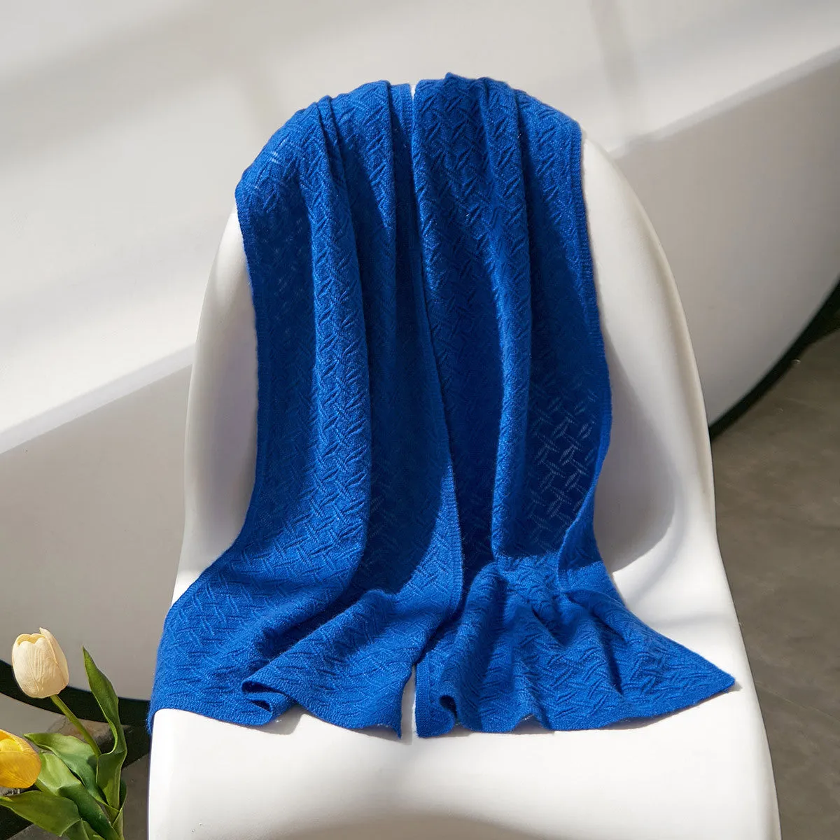 100% Cashmere Solid Color Knit Scarves