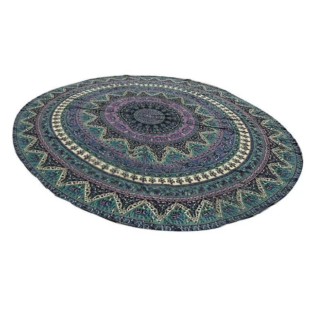 150cm Bedding Round Beach Scarf Fire Peacock Mandala Chiffon Beach Swim Towels Bohemia Bain Para Playa Toallas Pashmina LM93