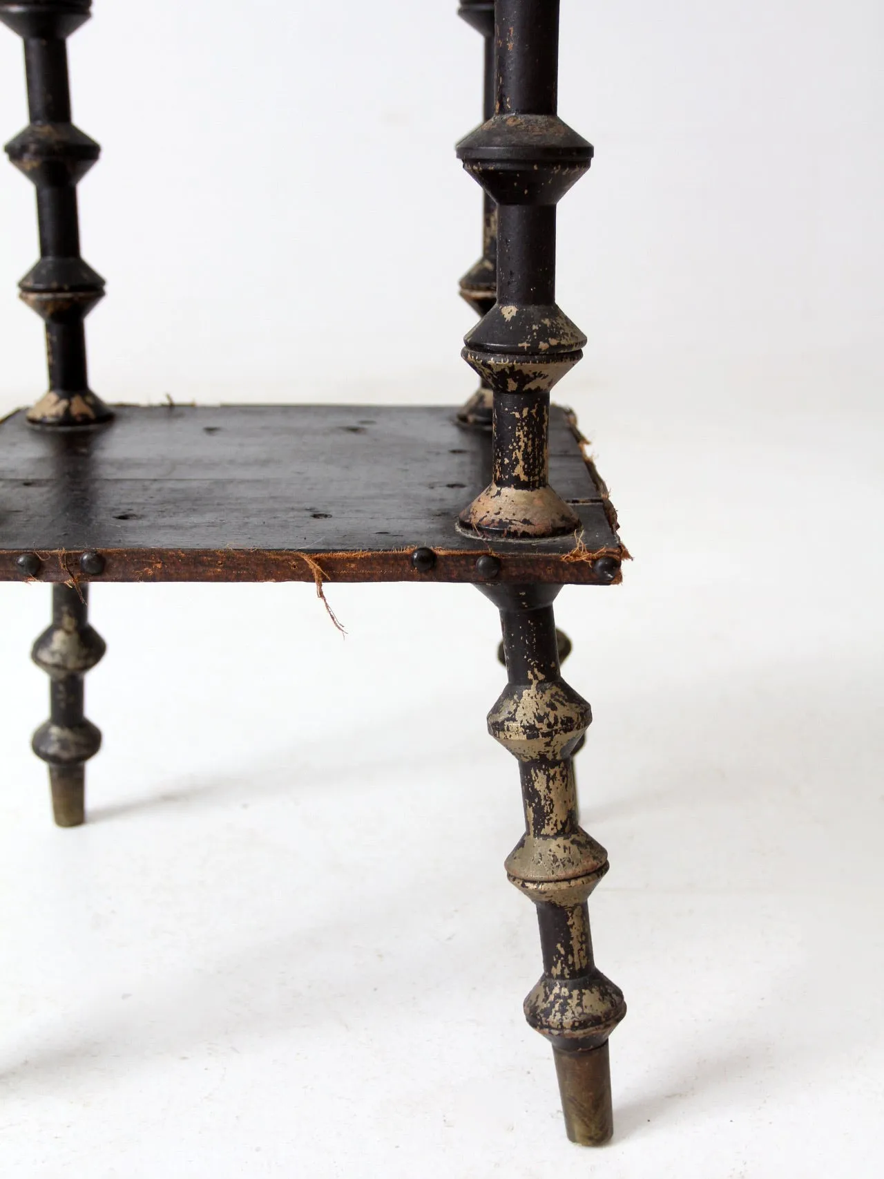 antique spool table with leather top