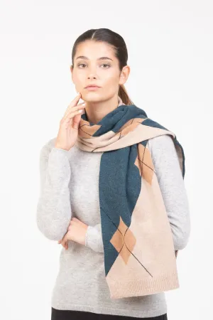 Argyle Cashmere Scarf - Camel Mix