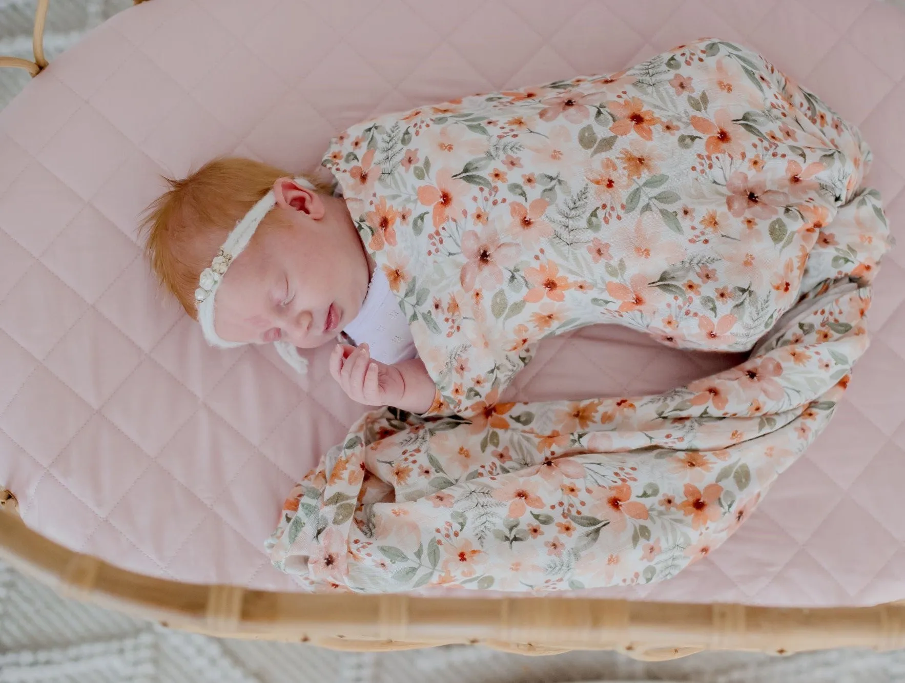 Bambella Designs Bamboo Cotton Muslin Swaddle Wrap - Bloom