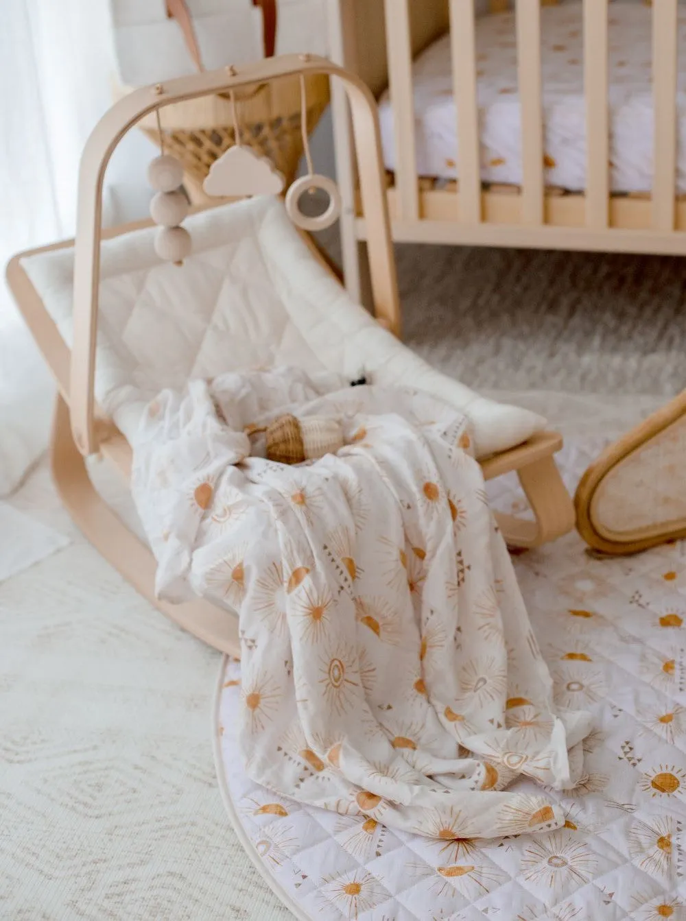 Bambella Designs Bamboo Cotton Muslin Swaddle Wrap - Bohemian Sunshine