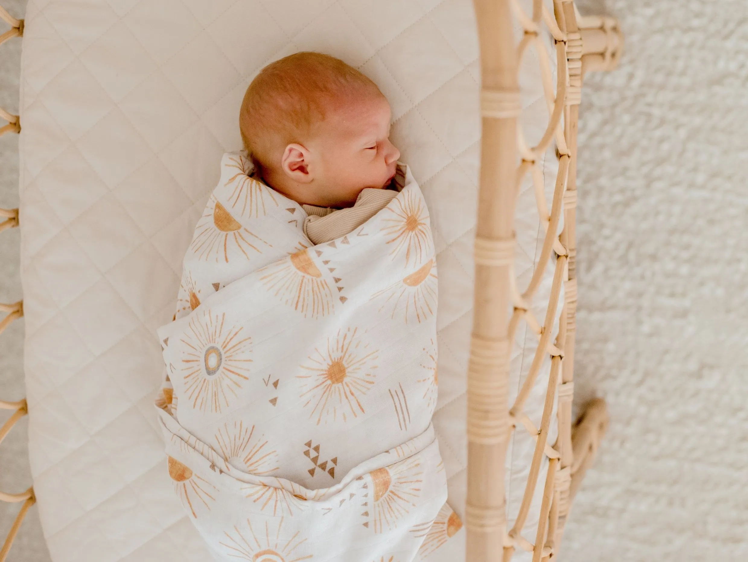 Bambella Designs Bamboo Cotton Muslin Swaddle Wrap - Bohemian Sunshine