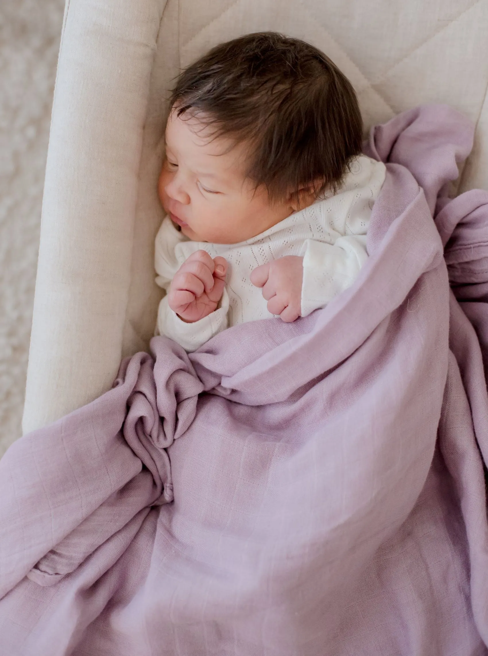 Bambella Designs Bamboo Cotton Muslin Swaddle Wrap - Dusty Lilac