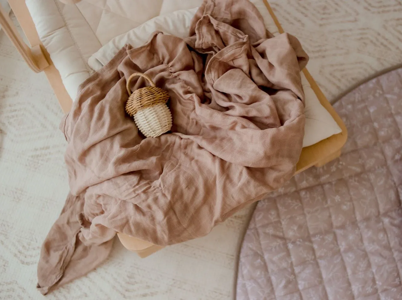 Bambella Designs Bamboo Cotton Muslin Swaddle Wrap - Hazelnut