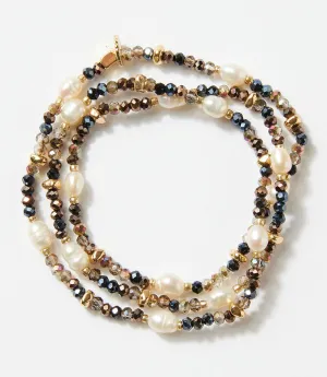 Beaded Gemstone And Pearl Stretch Bracelet