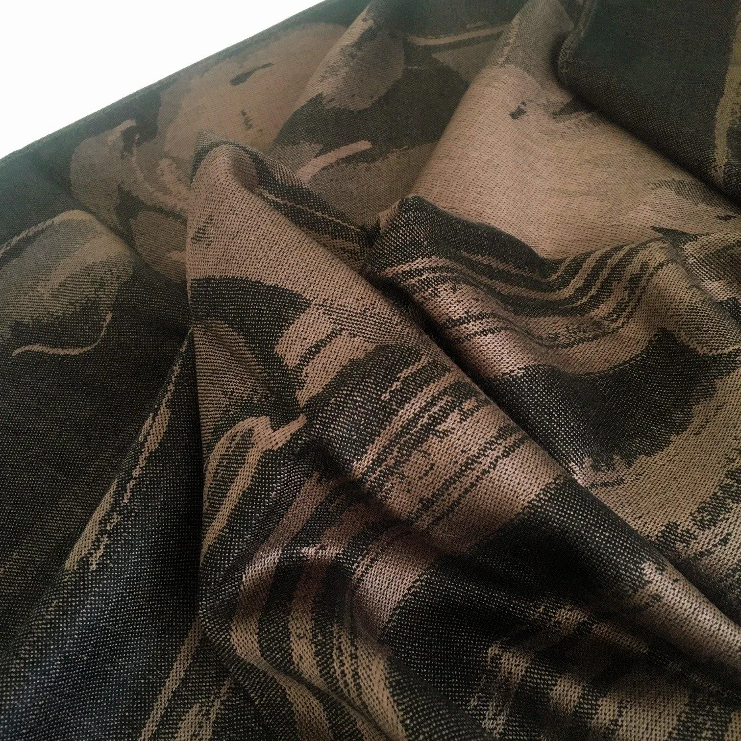 BLACK BRONZE REVERSIBLE PASHMINA SHAWL SCARF IN ABSTRACT FLORAL PRINT