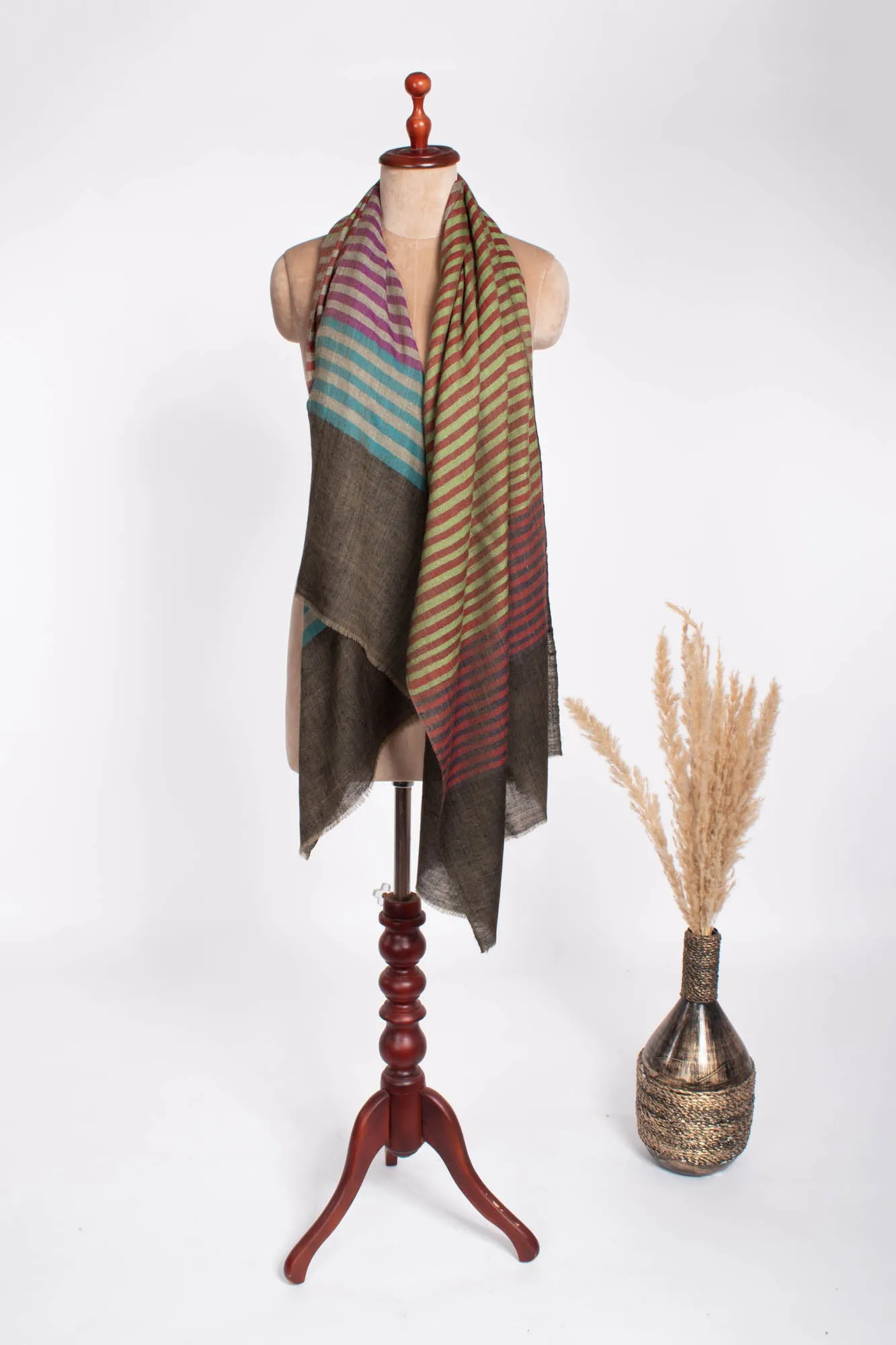 Chic Boho Style Handloomed Multi-Colored Cashmere Pashmina Scarf - MATLOCK