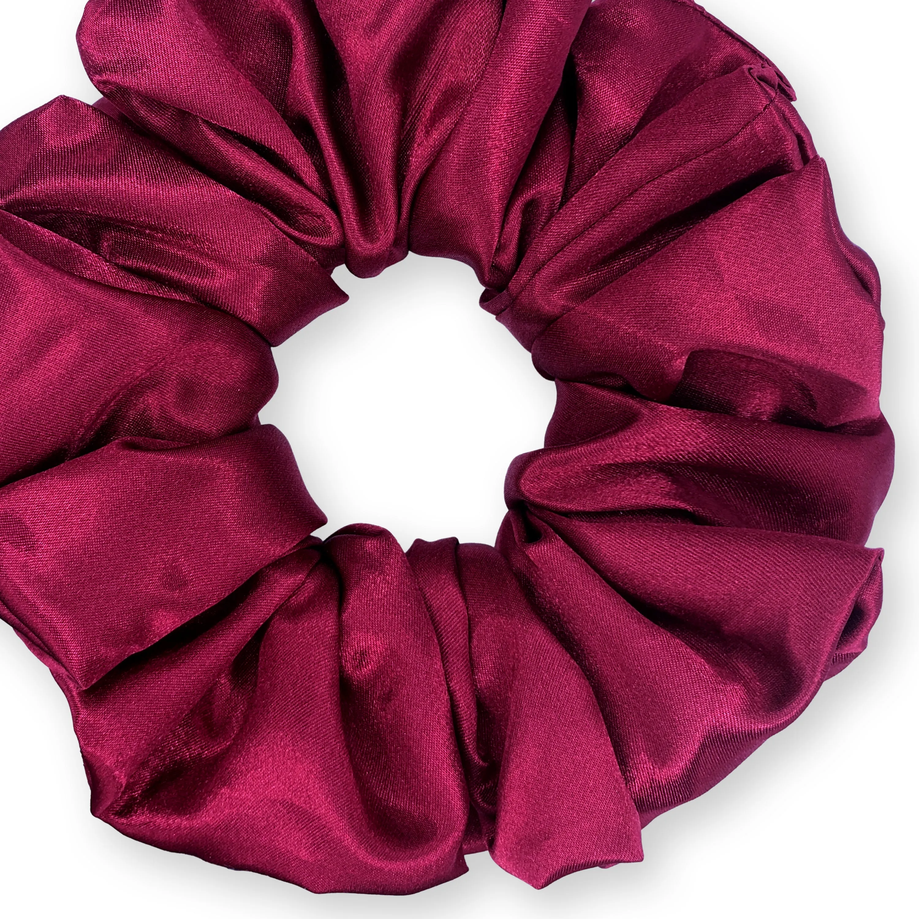 Bridal Satin Scrunchies King Size XXL Oversized Ponytail Holder Made in the USA Burgundy