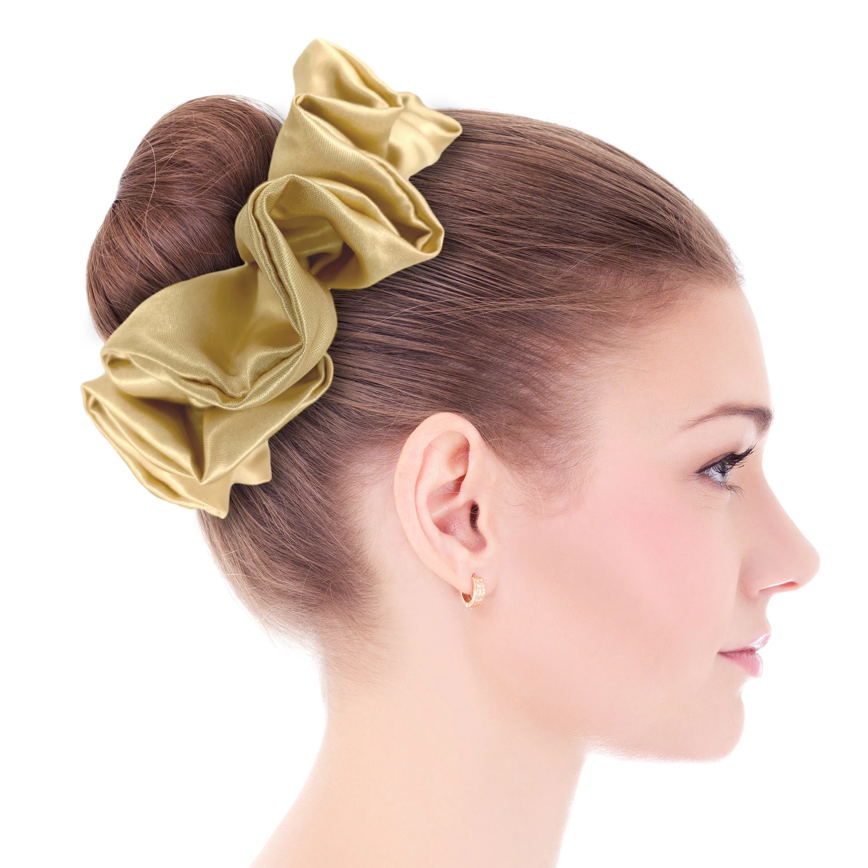 Bridal Satin Scrunchies King Size XXL Oversized Ponytail Holder Made in the USA Champagne