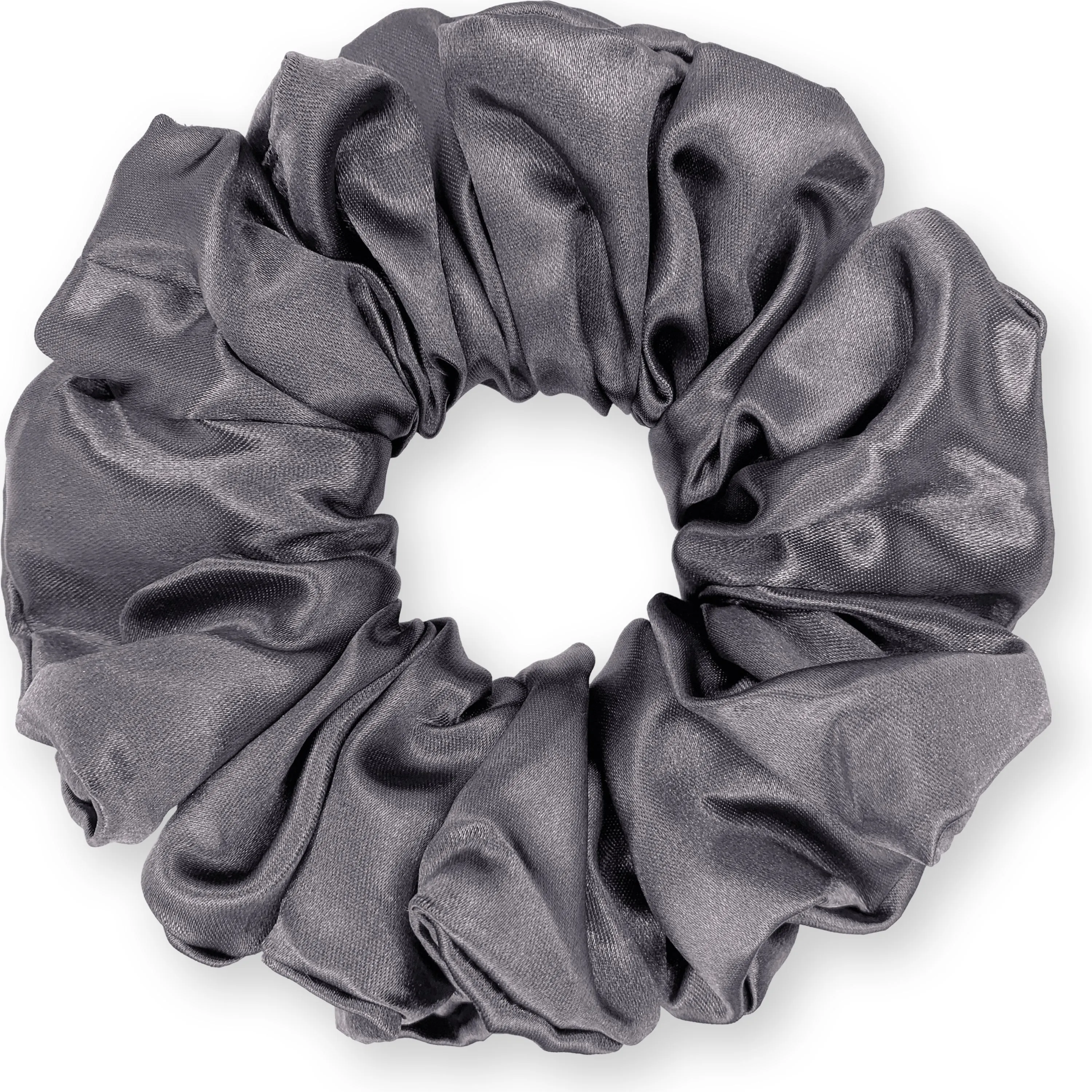 Bridal Satin Scrunchies King Size XXL Oversized Ponytail Holder Made in the USA Charcoal