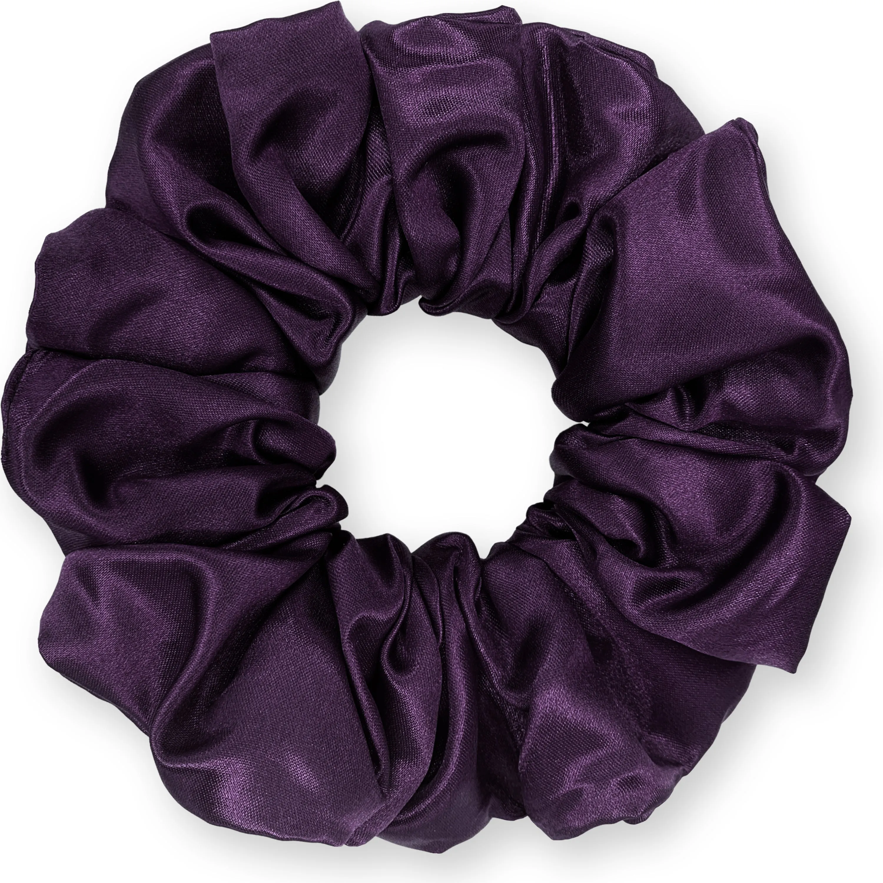 Bridal Satin Scrunchies King Size XXL Oversized Ponytail Holder Made in the USA Eggplant