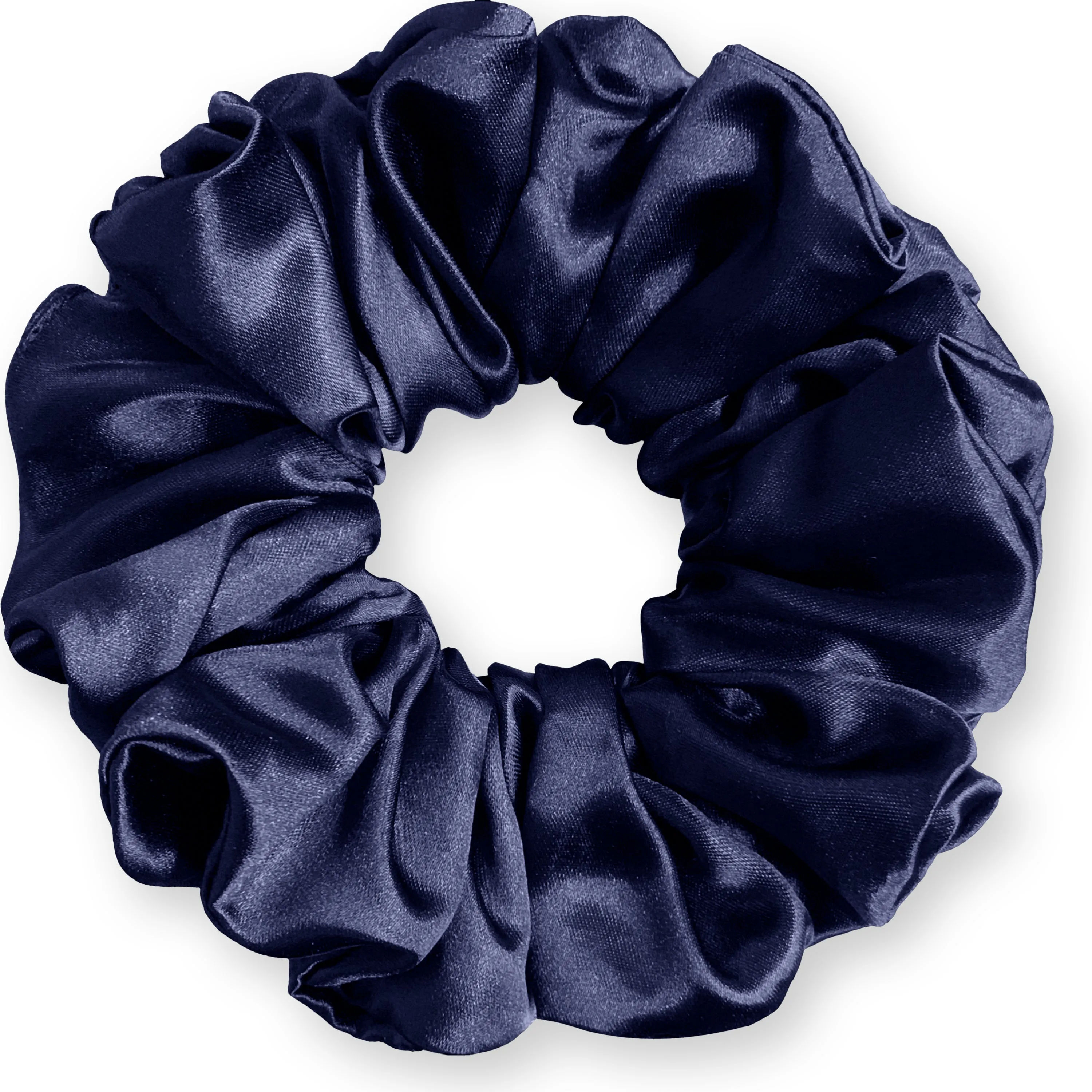 Bridal Satin Scrunchies King Size XXL Oversized Ponytail Holder Made in the USA Navy