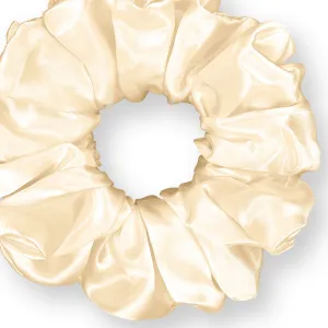 Bridal Satin Scrunchies King Size XXL Oversized Ponytail Holder Made in the USA Pearl