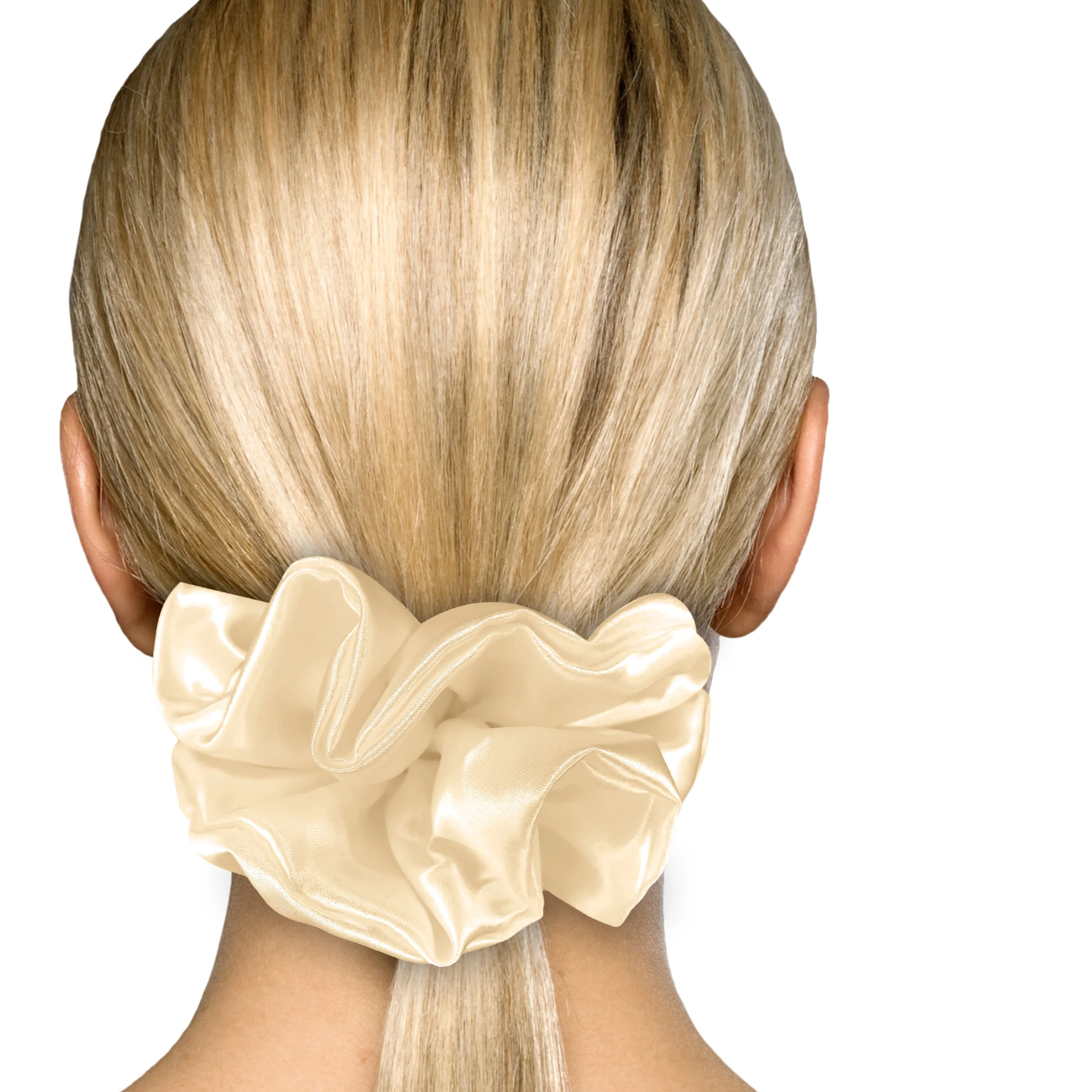 Bridal Satin Scrunchies King Size XXL Oversized Ponytail Holder Made in the USA Pearl