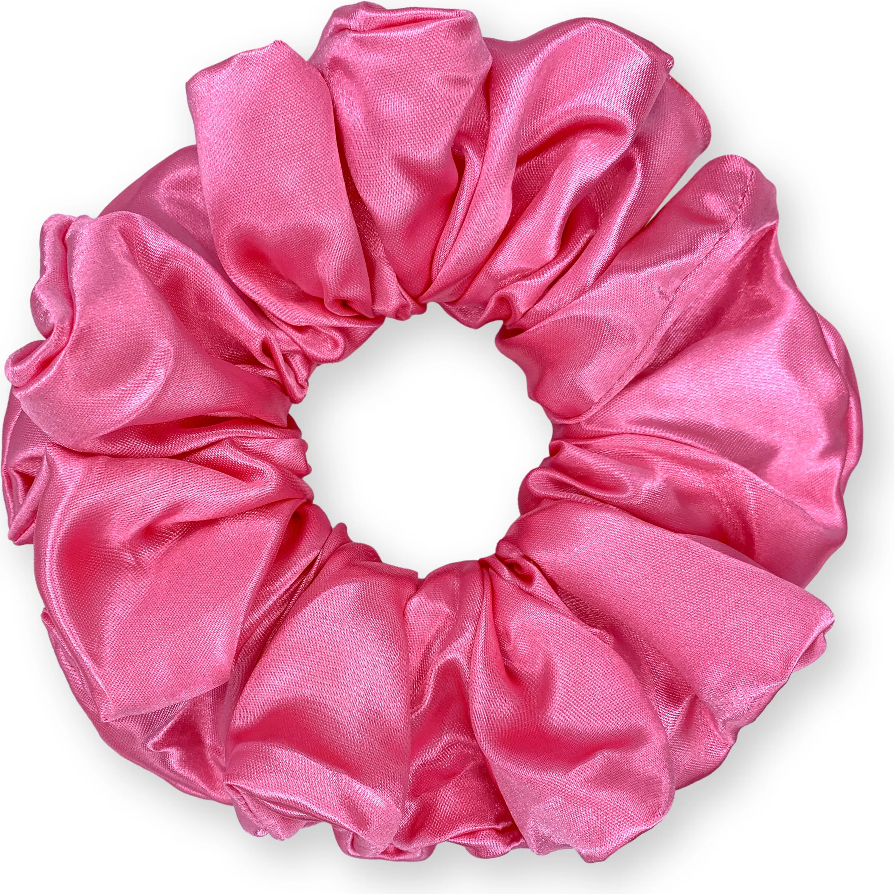 Bridal Satin Scrunchies King Size XXL Oversized Ponytail Holder Made in the USA Pink