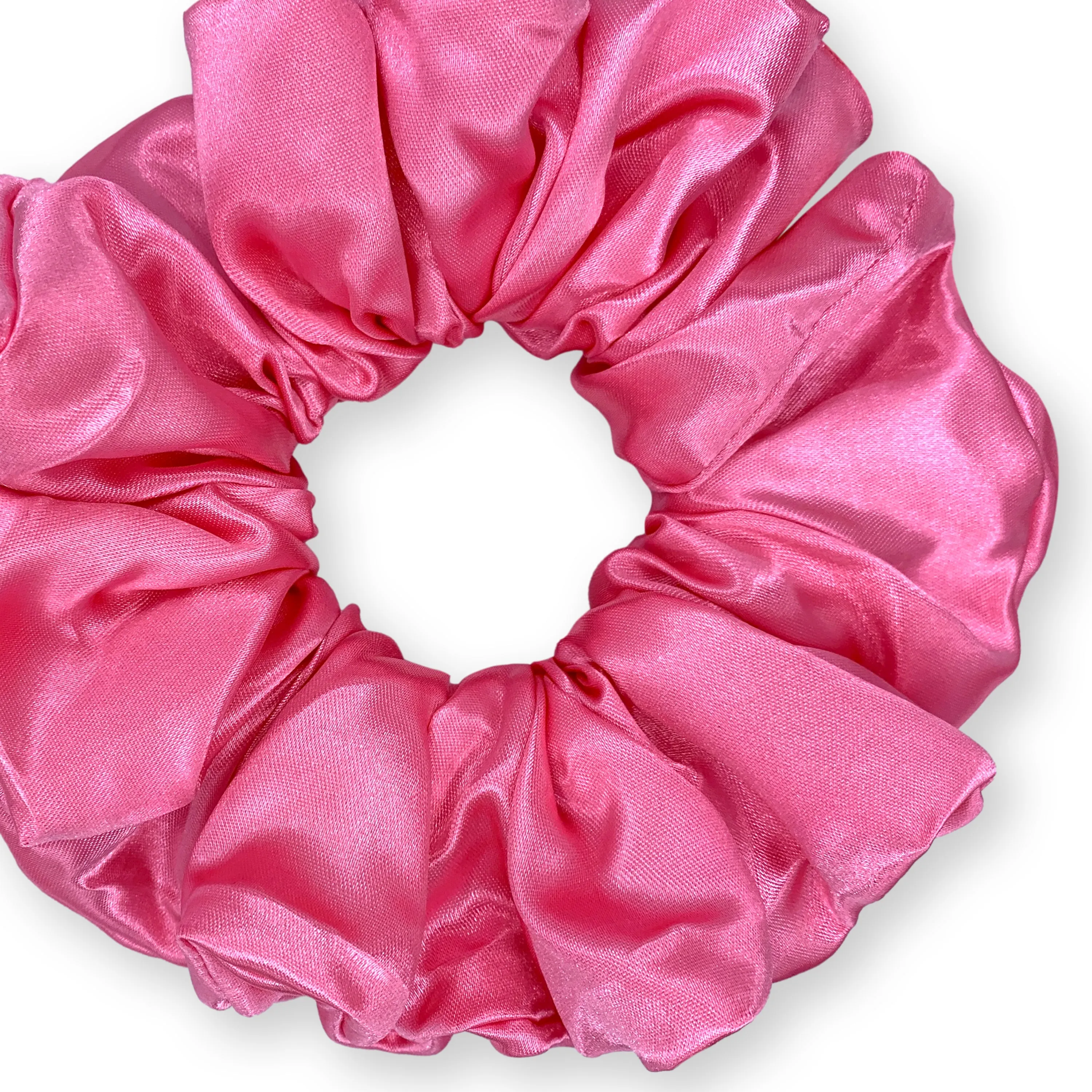 Bridal Satin Scrunchies King Size XXL Oversized Ponytail Holder Made in the USA Pink