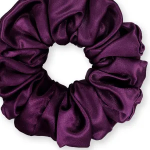 Bridal Satin Scrunchies King Size XXL Oversized Ponytail Holder Made in the USA Plum