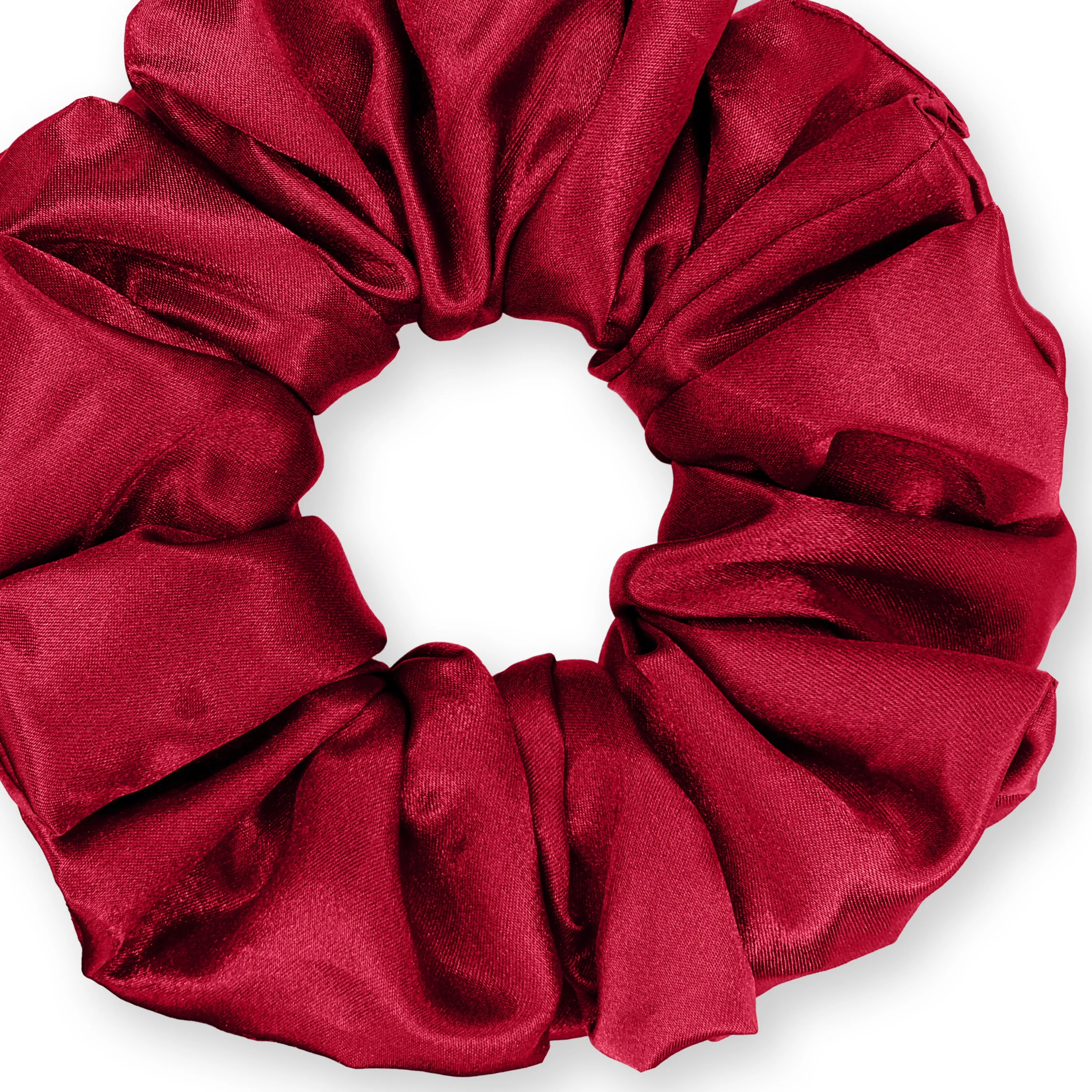 Bridal Satin Scrunchies King Size XXL Oversized Ponytail Holder Made in the USA Red Dark