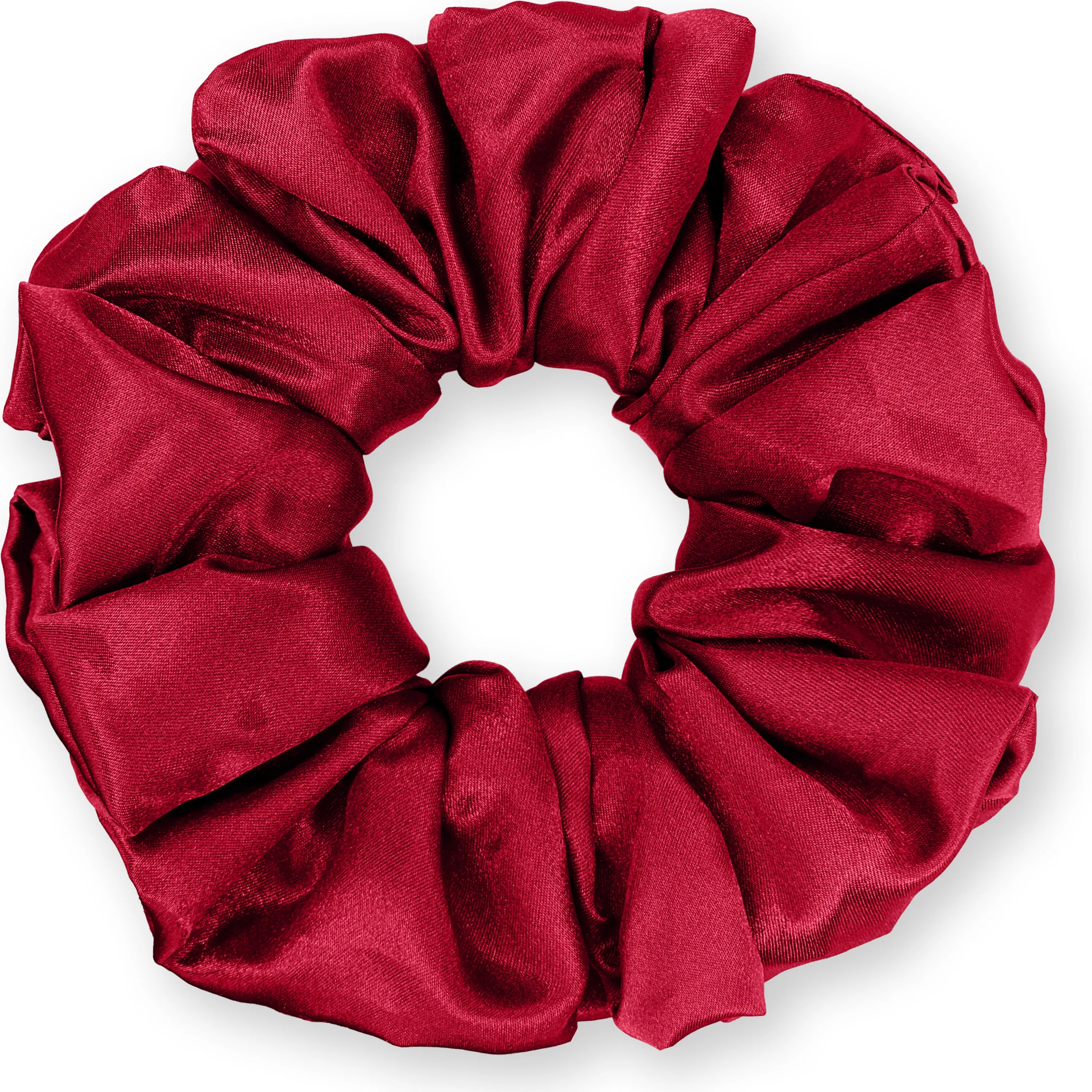 Bridal Satin Scrunchies King Size XXL Oversized Ponytail Holder Made in the USA Red Dark