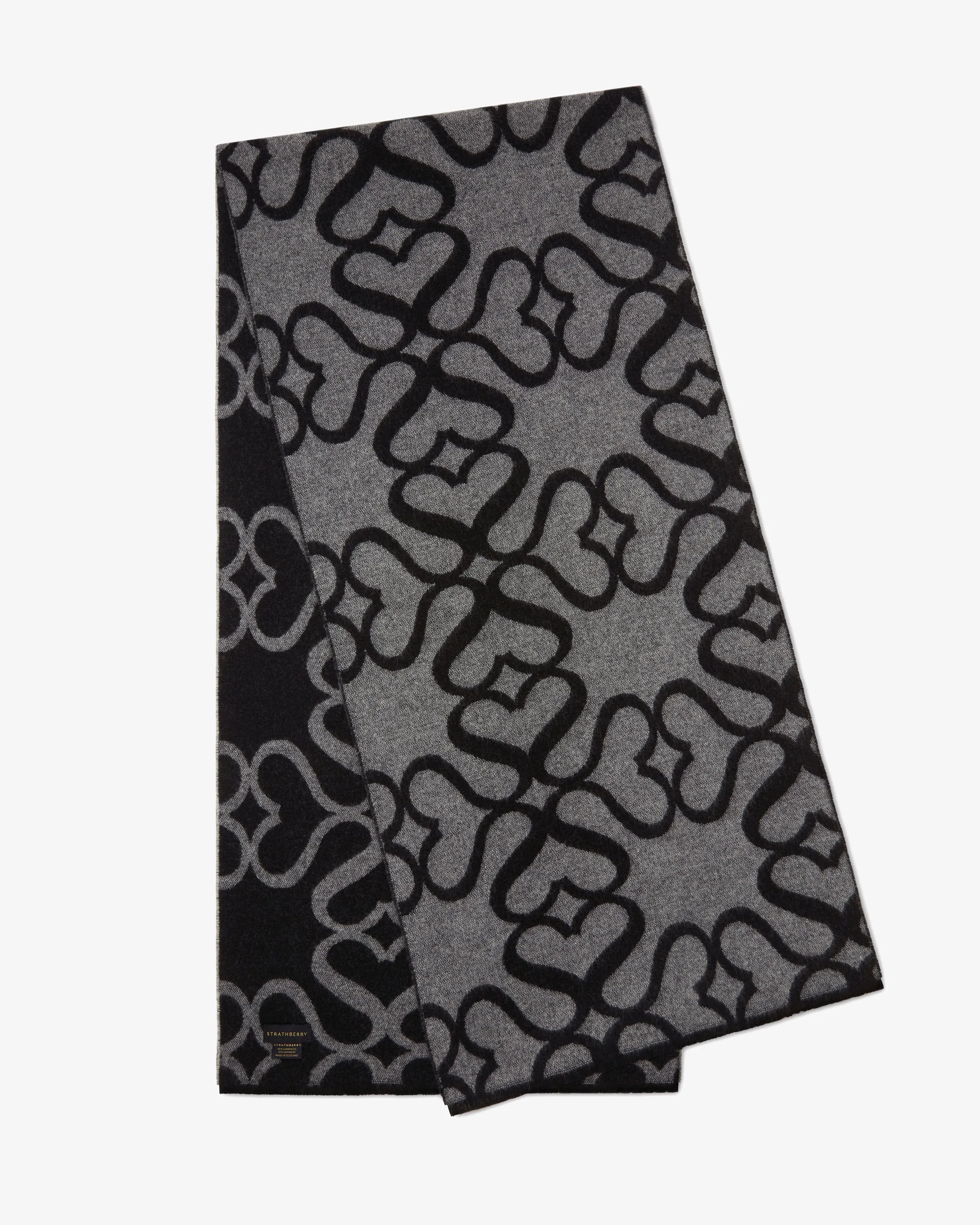 Cashmere Wool Strathberry Monogram Scarf - Black/Grey