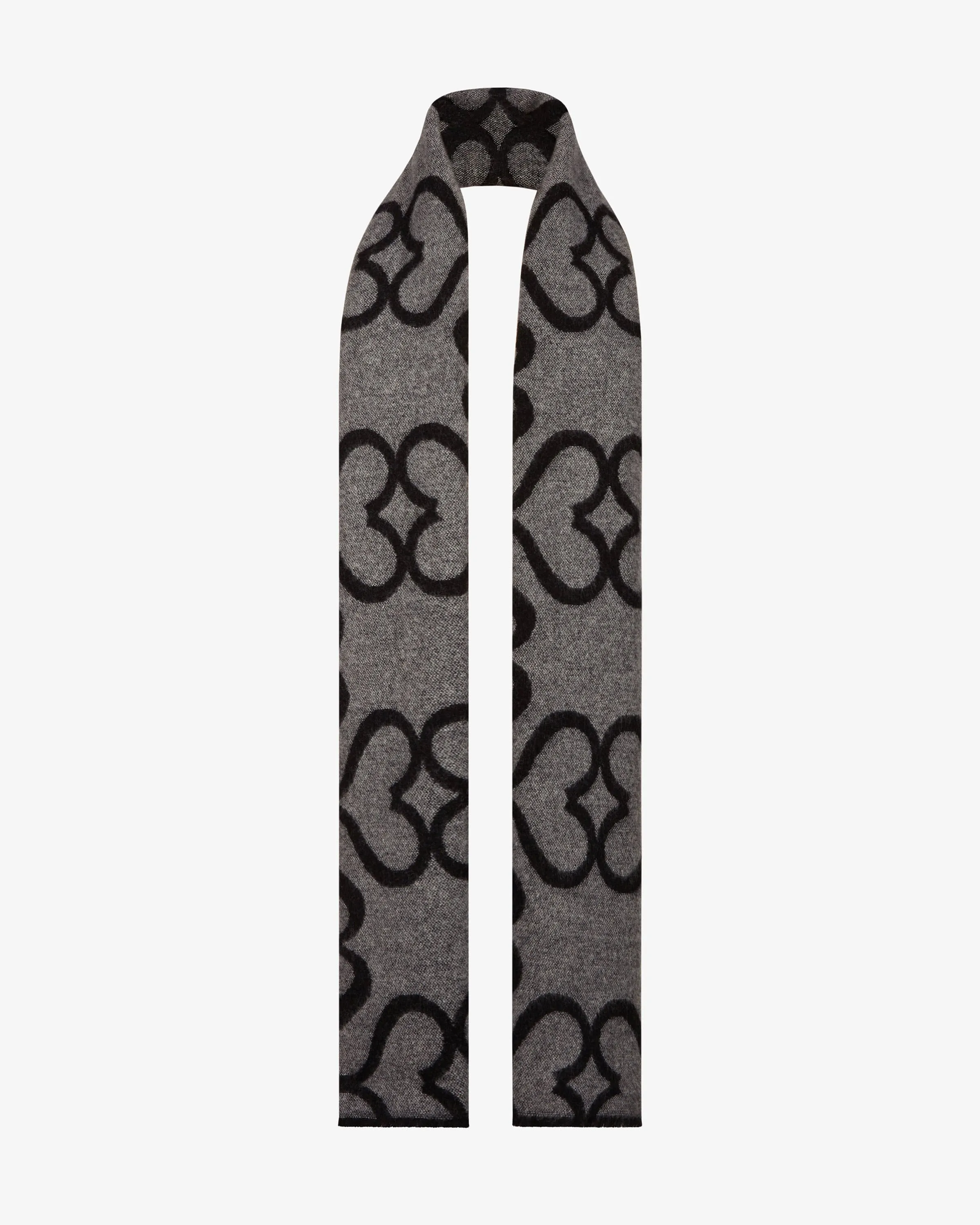 Cashmere Wool Strathberry Monogram Scarf - Black/Grey