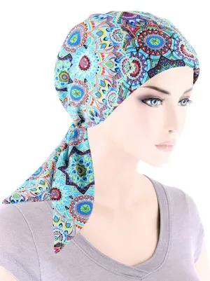 CFS-1162#Chemo Fashion Scarf Blue Medallion