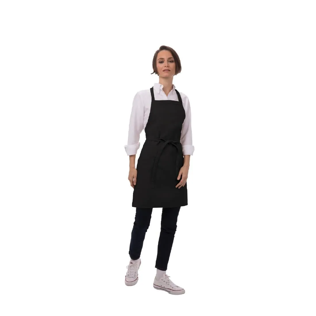 Chef Works Two Patch Pocket Bib Apron Black