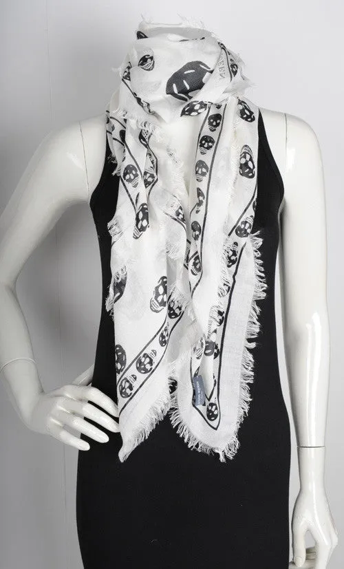 Classic Skull Scarf Pashmina, Ivory/Black