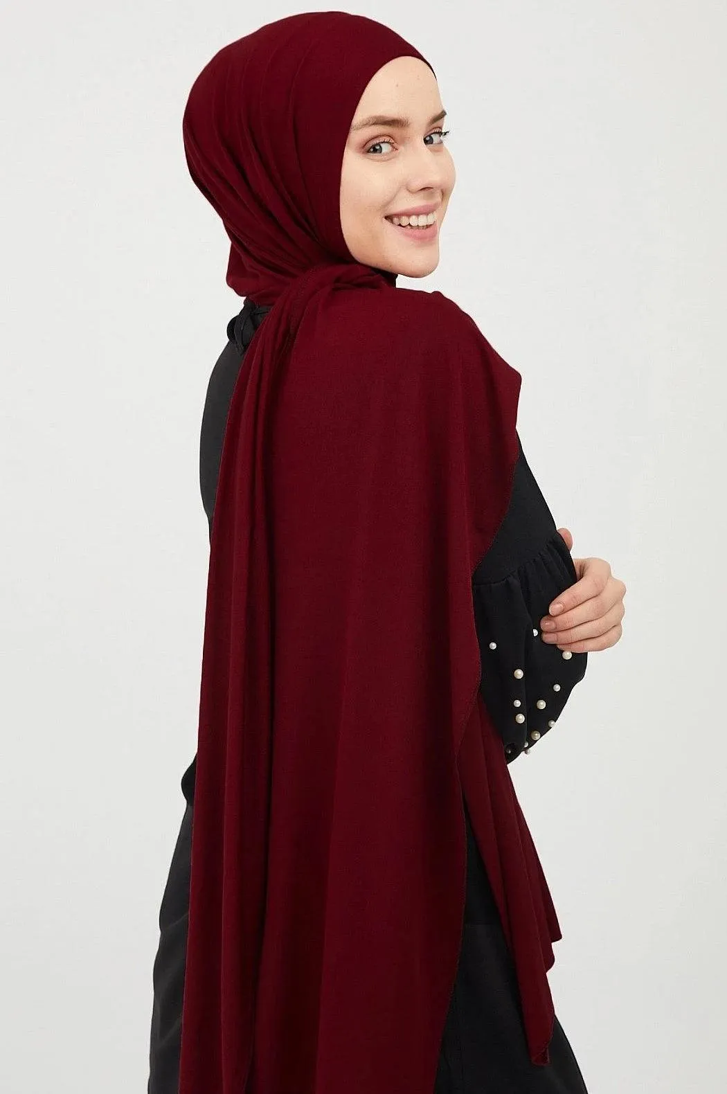 Cotton Combed Hijab Scarf - Claret Red