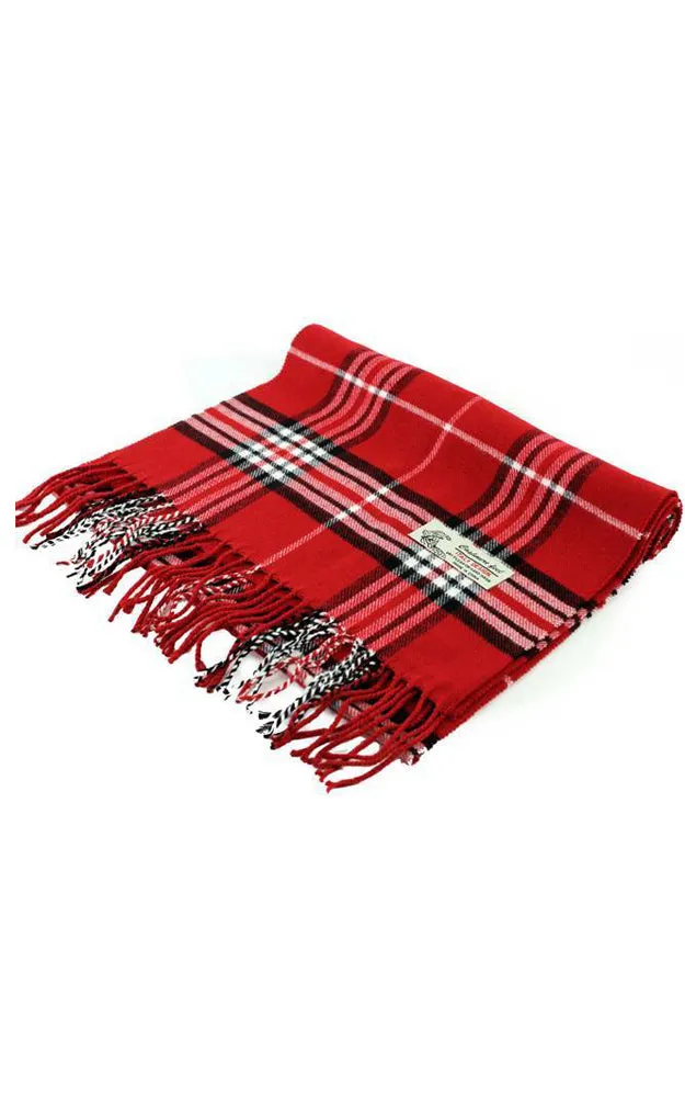 DBS07-1 Red Plaid Cashmere Feel Scarves 12pcs Pack