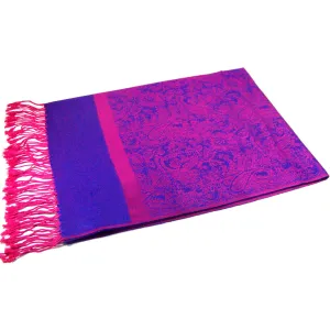 Deep Pink Blue Paisley Pashmina Scarves