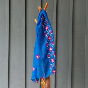 Embroidered Scarf - Blue Floral