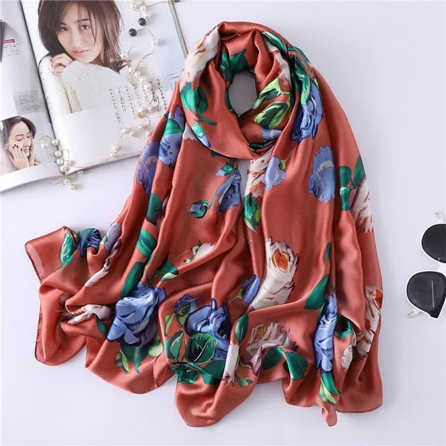 Fashion Silk Scarf Printed Bandana Shawl #FS-1