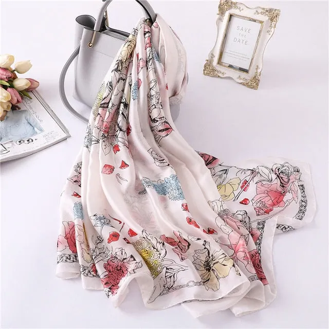 Fashion Silk Scarf Printed Bandana Shawl #FS-1