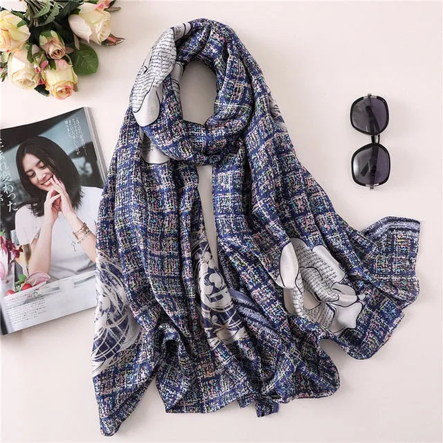 Fashion Silk Scarf Printed Bandana Shawl #FS-1