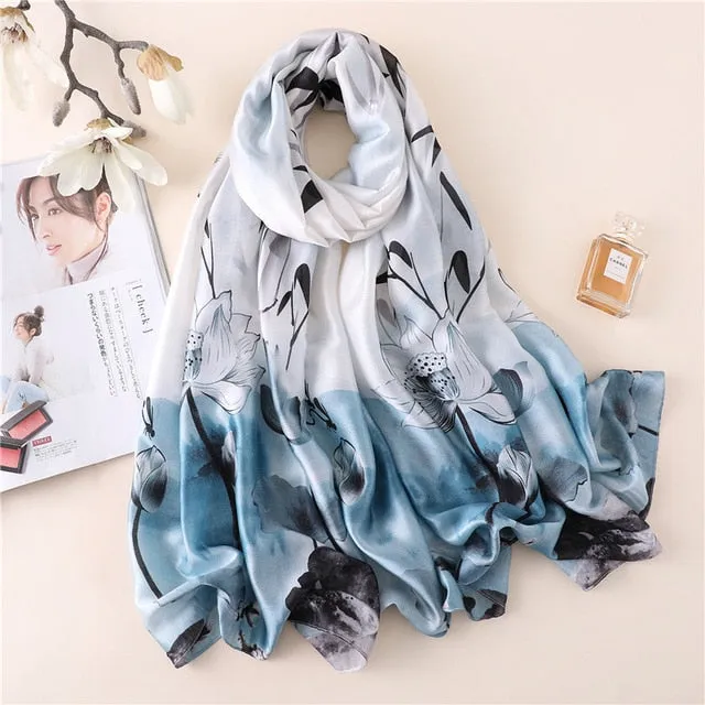 Fashion Silk Scarf Printed Bandana Shawl #FS-1