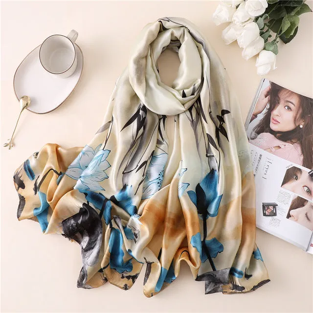 Fashion Silk Scarf Printed Bandana Shawl #FS-1