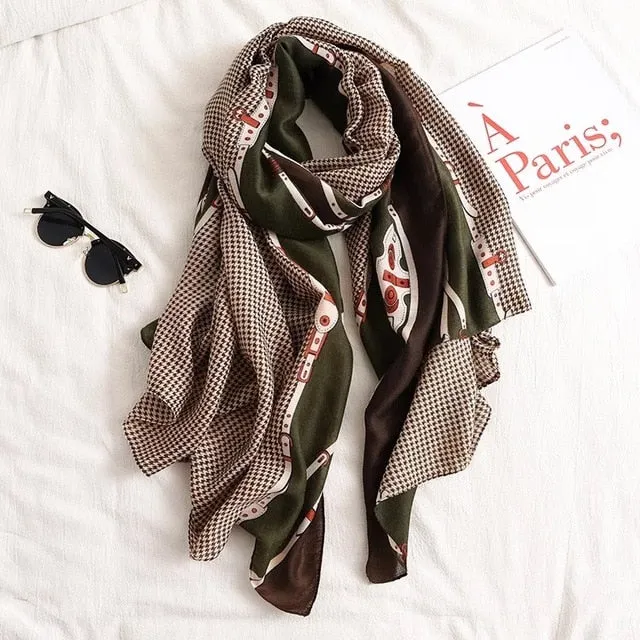 Fashion Silk Scarf Printed Bandana Shawl #LZ021