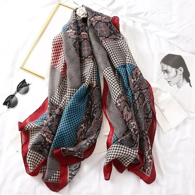 Fashion Silk Scarf Printed Bandana Shawl #LZ021