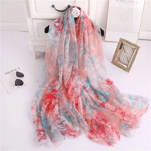 Fashion Silk Summer Scarf Printed Bandana Shawl #2647