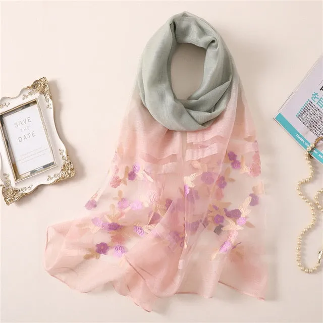 Fashion Thin Soft Silk Scarf Floral Printed Bandana Shawl #TH