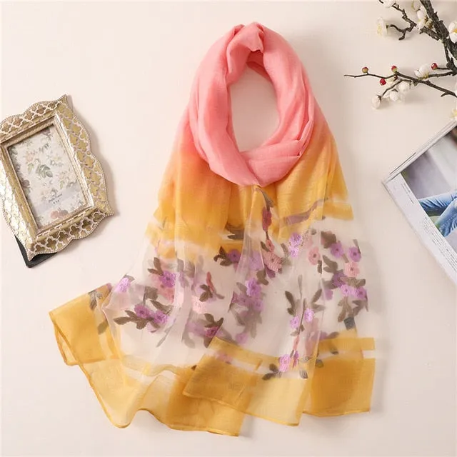 Fashion Thin Soft Silk Scarf Floral Printed Bandana Shawl #TH