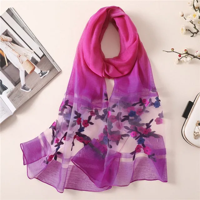 Fashion Thin Soft Silk Scarf Floral Printed Bandana Shawl #TH