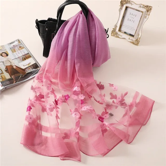 Fashion Thin Soft Silk Scarf Floral Printed Bandana Shawl #TH