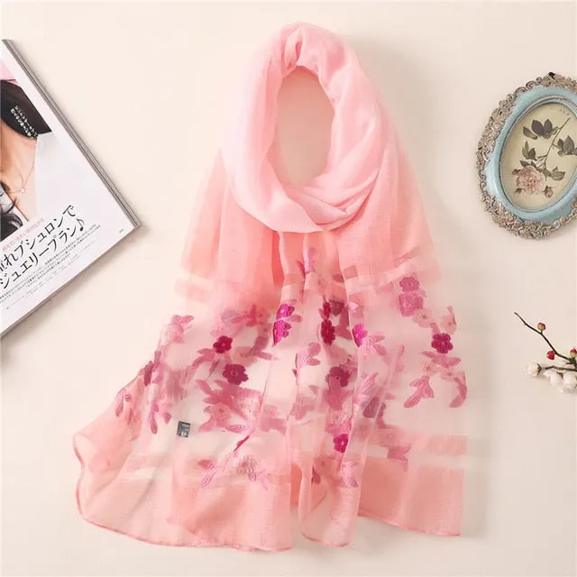 Fashion Thin Soft Silk Scarf Floral Printed Bandana Shawl #TH