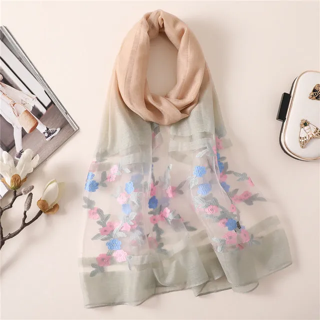 Fashion Thin Soft Silk Scarf Floral Printed Bandana Shawl #TH