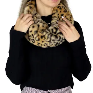 Faux Fur Infinity Scarf - Leopard