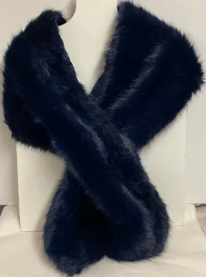 Faux Fur Stole - Navy