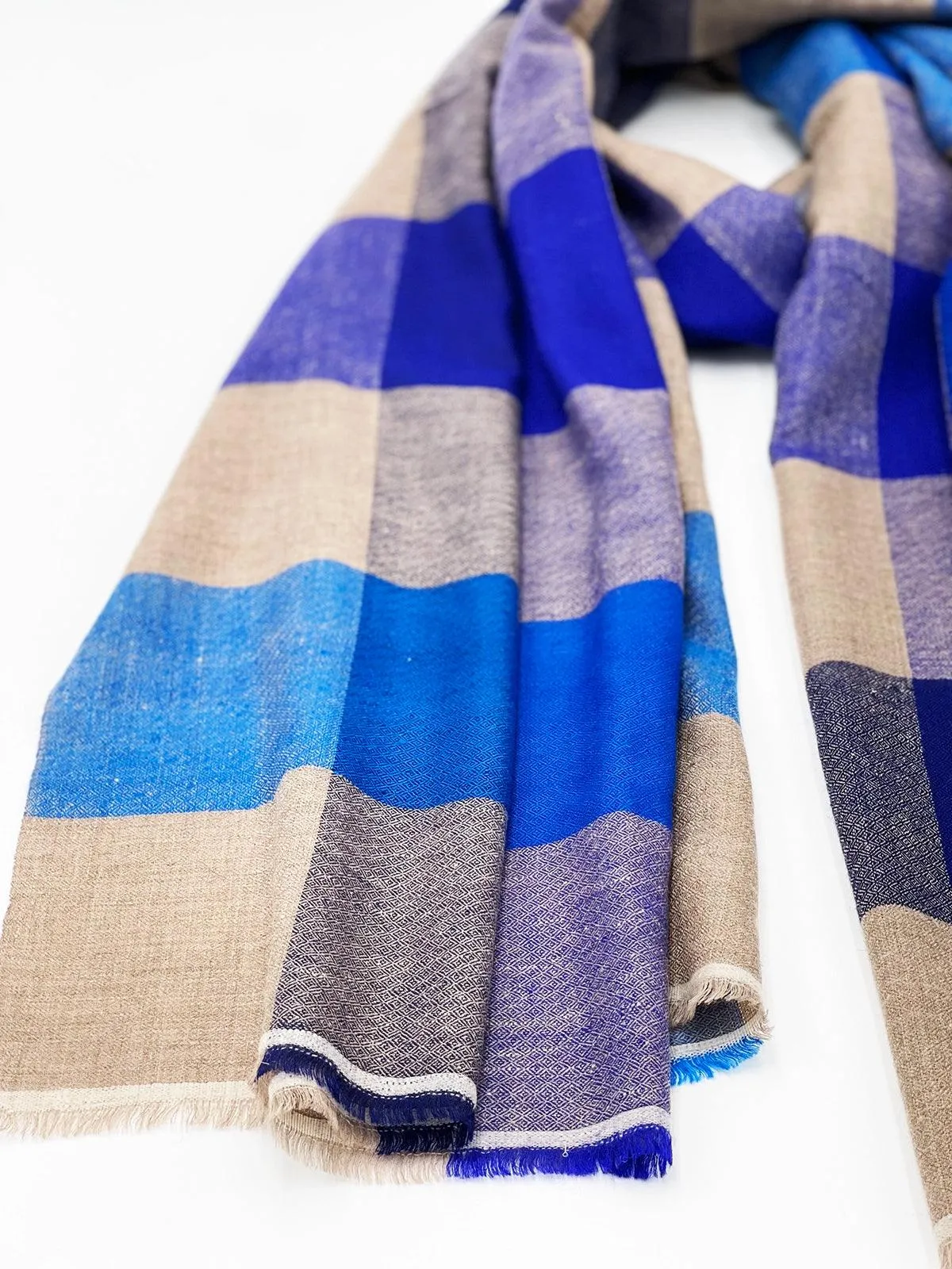 Handwoven Pashmina - BLUE CHECKS